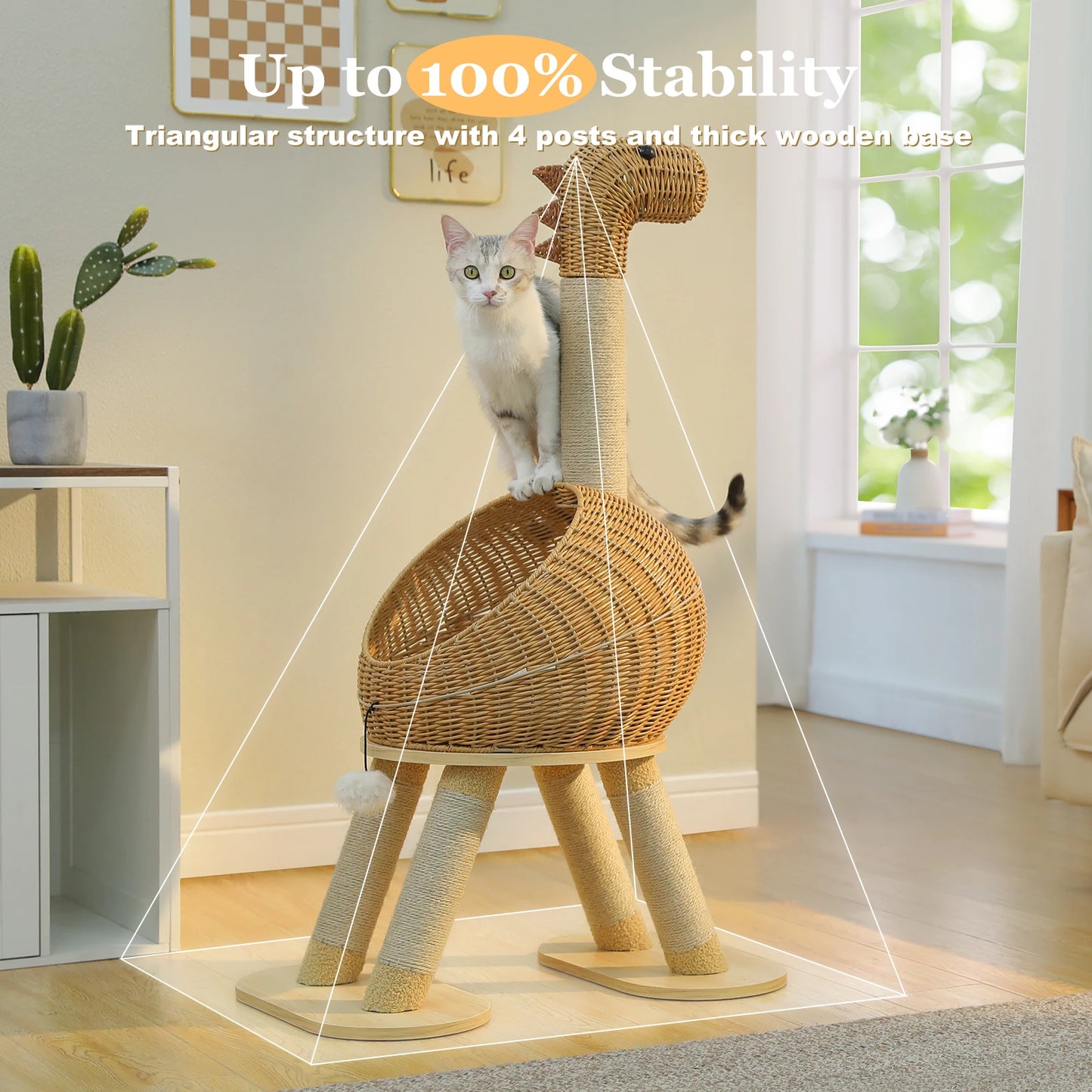 Dinosaur Cat Tree Tower With Sisal Scratching Post