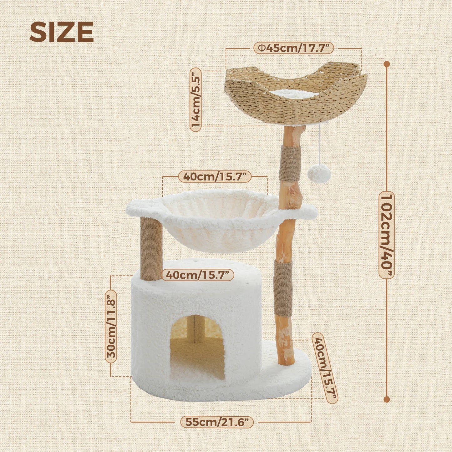 Solid Wood Cat Tree Modern Cat Tower With Condo