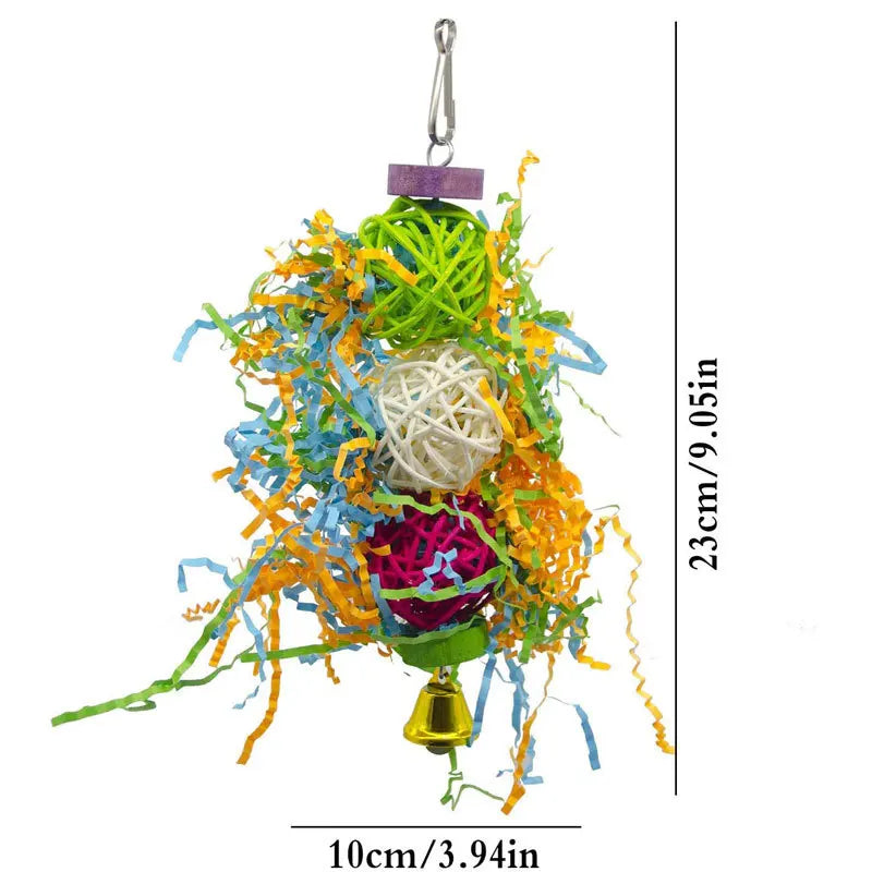 3pc Parrot Toy Set Paper String Chewing Cage Decor