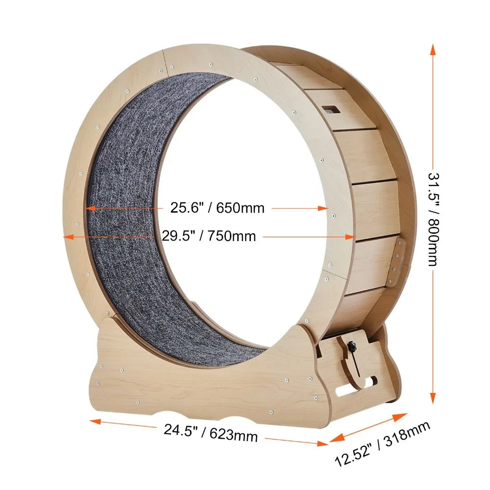 Silent Rolling Cat Exercise Wheel With Detachable Scratching Toy