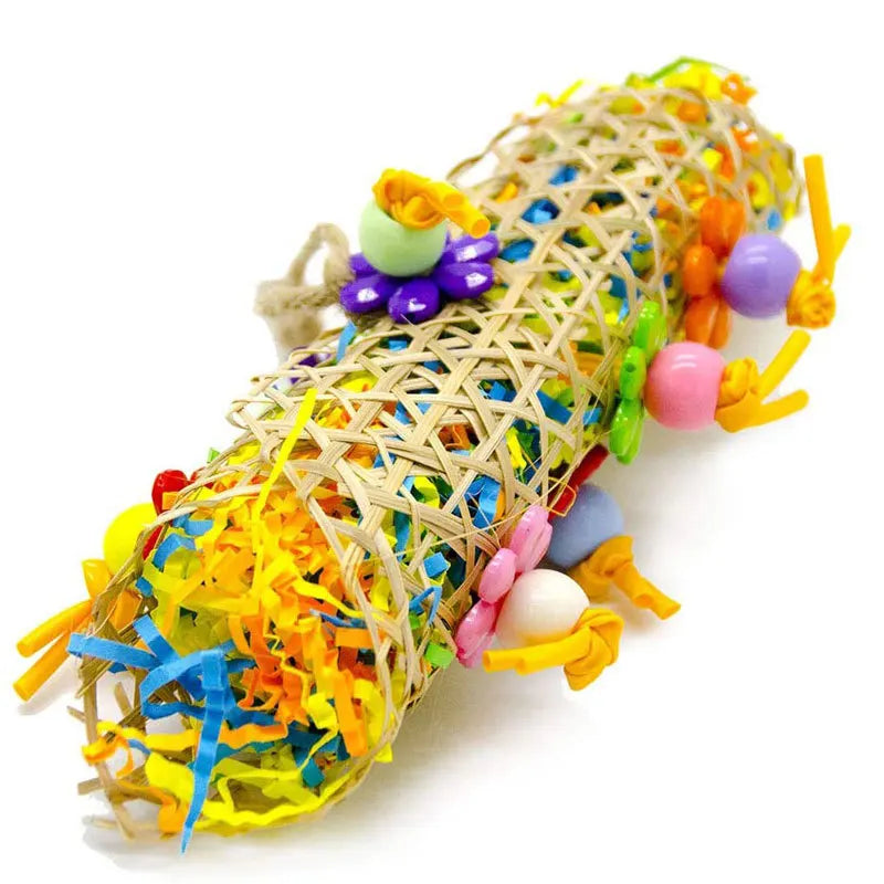 3pc Parrot Toy Set Paper String Chewing Cage Decor