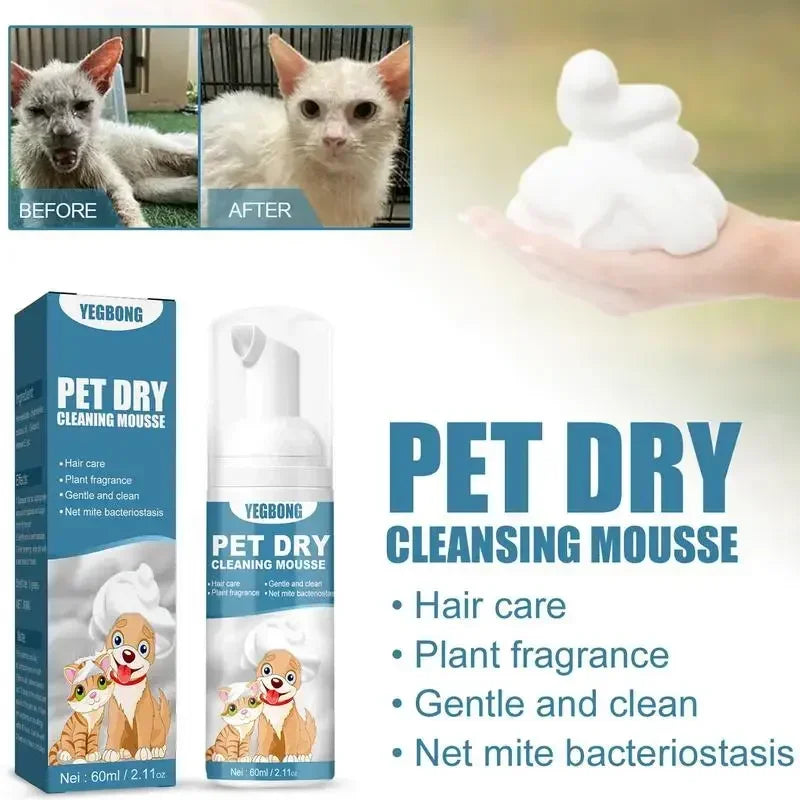 Waterless Cat and Dog Dry Shampoo Mousse for Grooming