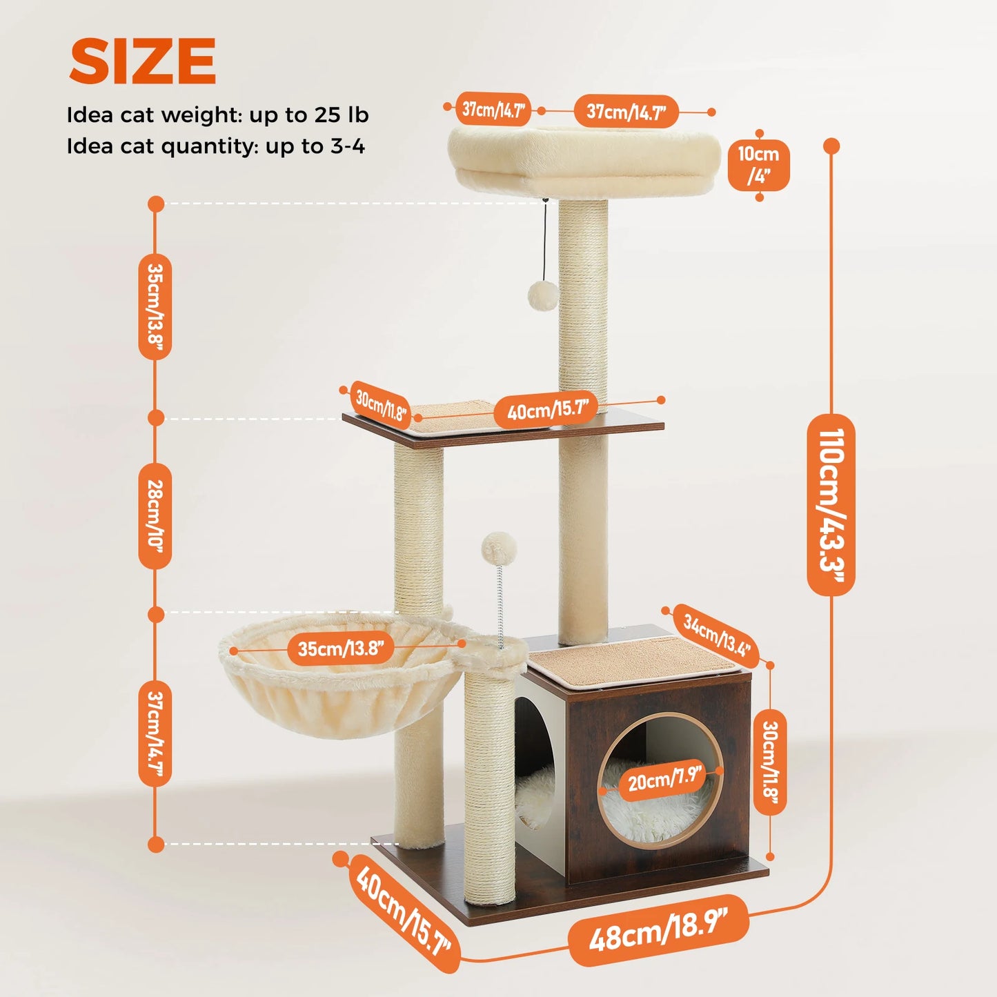 Modern Cat Tree Indoor Multi Level Wood Tower