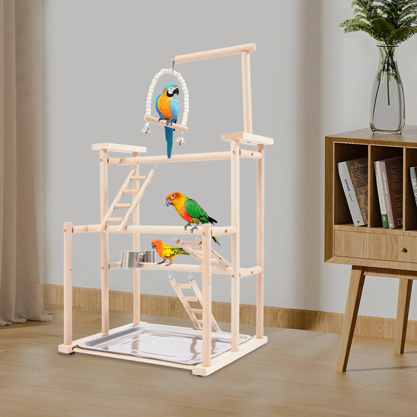 Parrot Rack Playing Stand For Small Birds Beech Wood