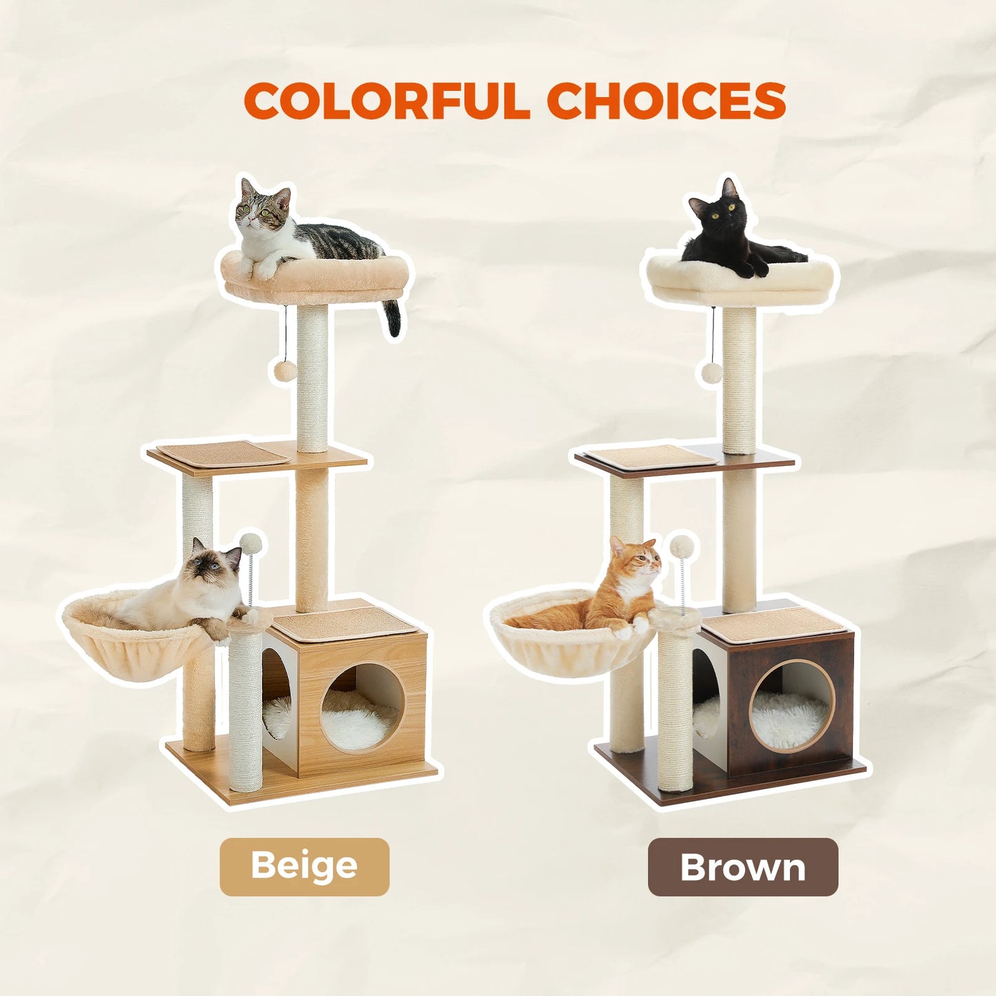 Modern Cat Tree Indoor Multi Level Wood Tower