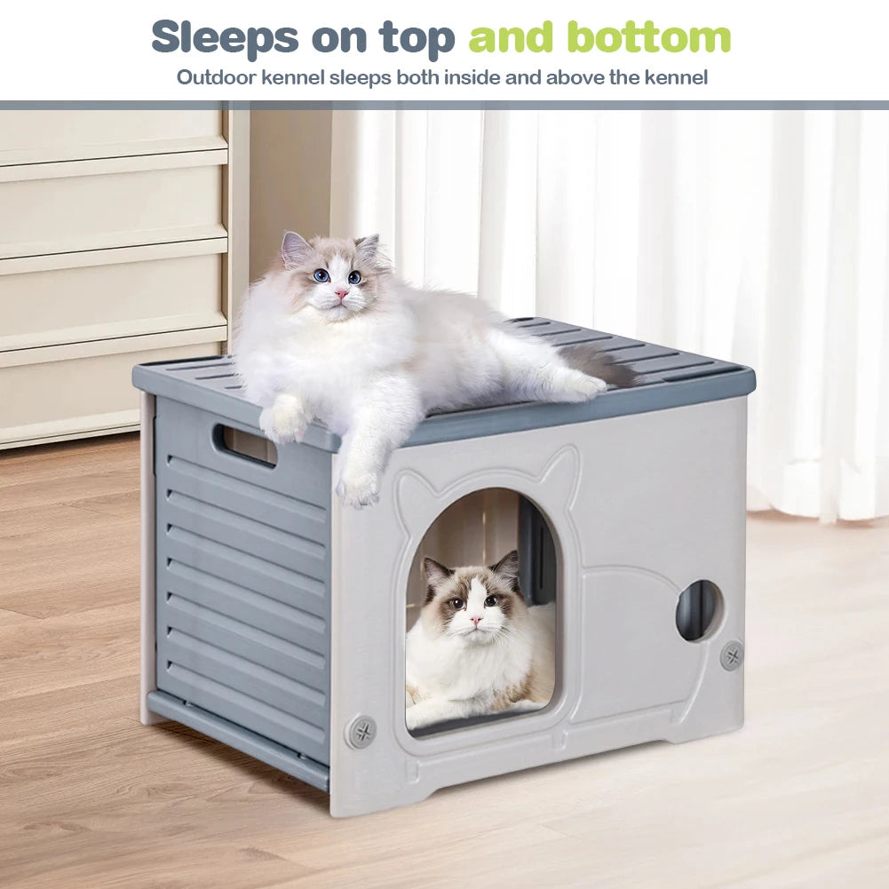 Outdoor Cat House Waterproof Shelter Cozy Winter Bed