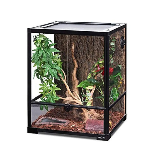XMSJ Glass Terrarium Front Opening Double Hinge Door Top Vent