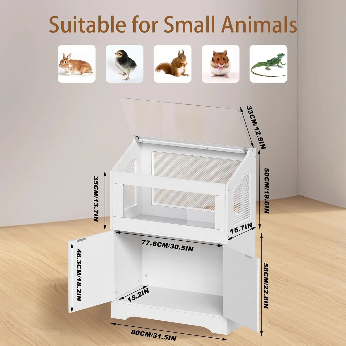 Small Animal Cage With Storage Cabinet And Ventilated Habitat