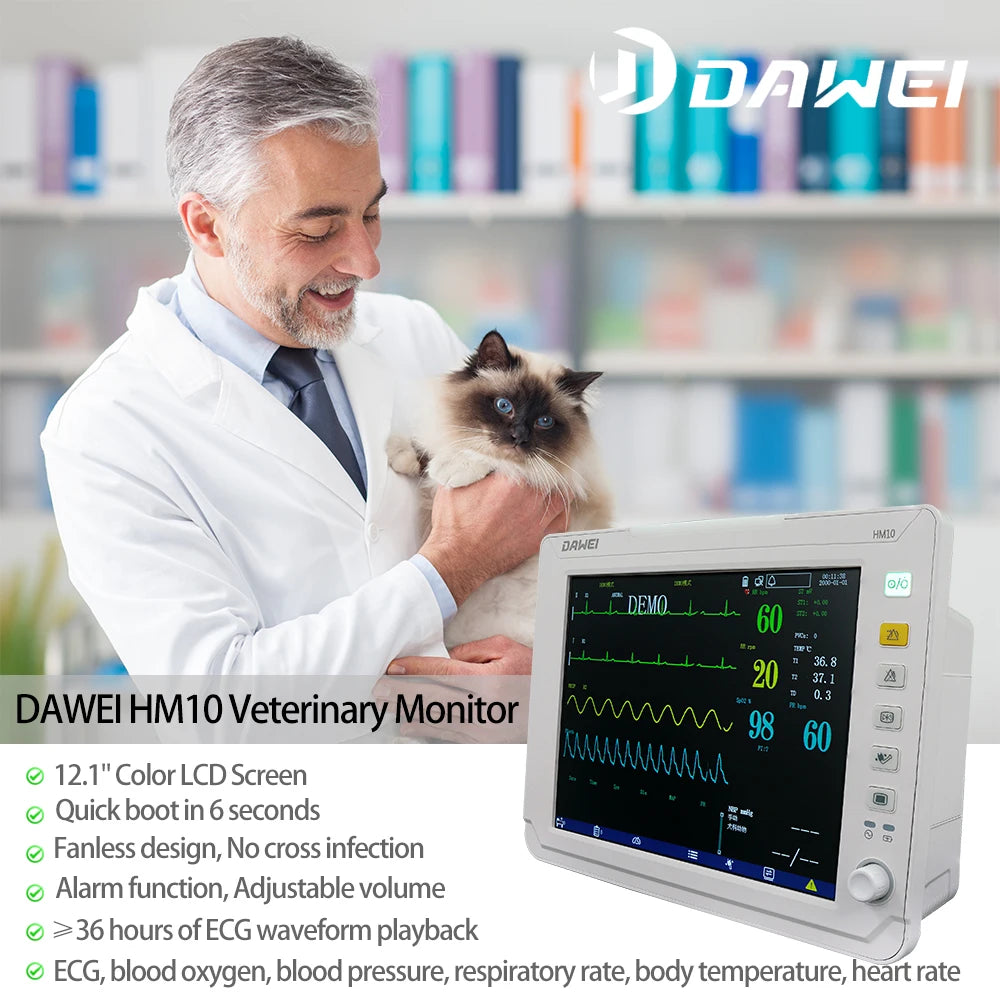 DAWEI Portable Veterinary Monitor 6 Parameter for Clinic