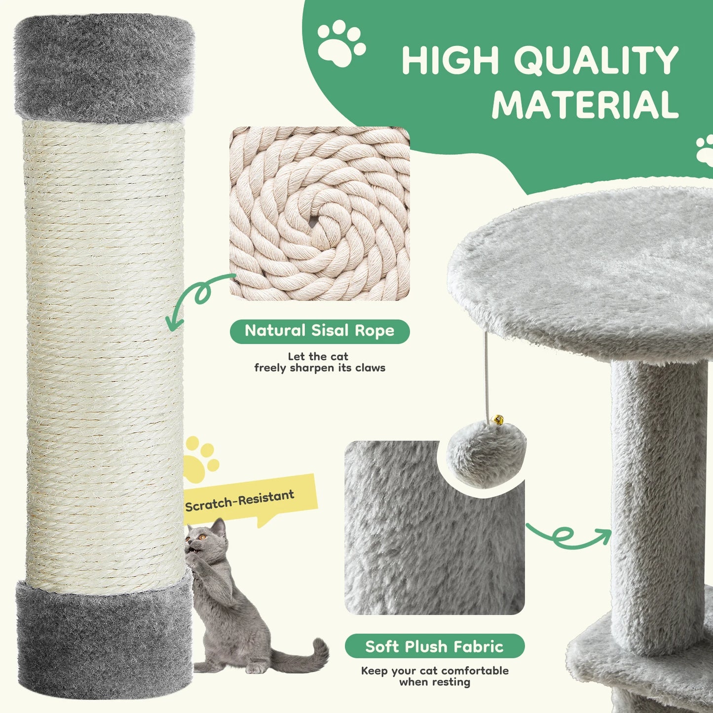 Four Level Cat Tree For Indoor Multi Cat Play And Scratching Sisal Posts