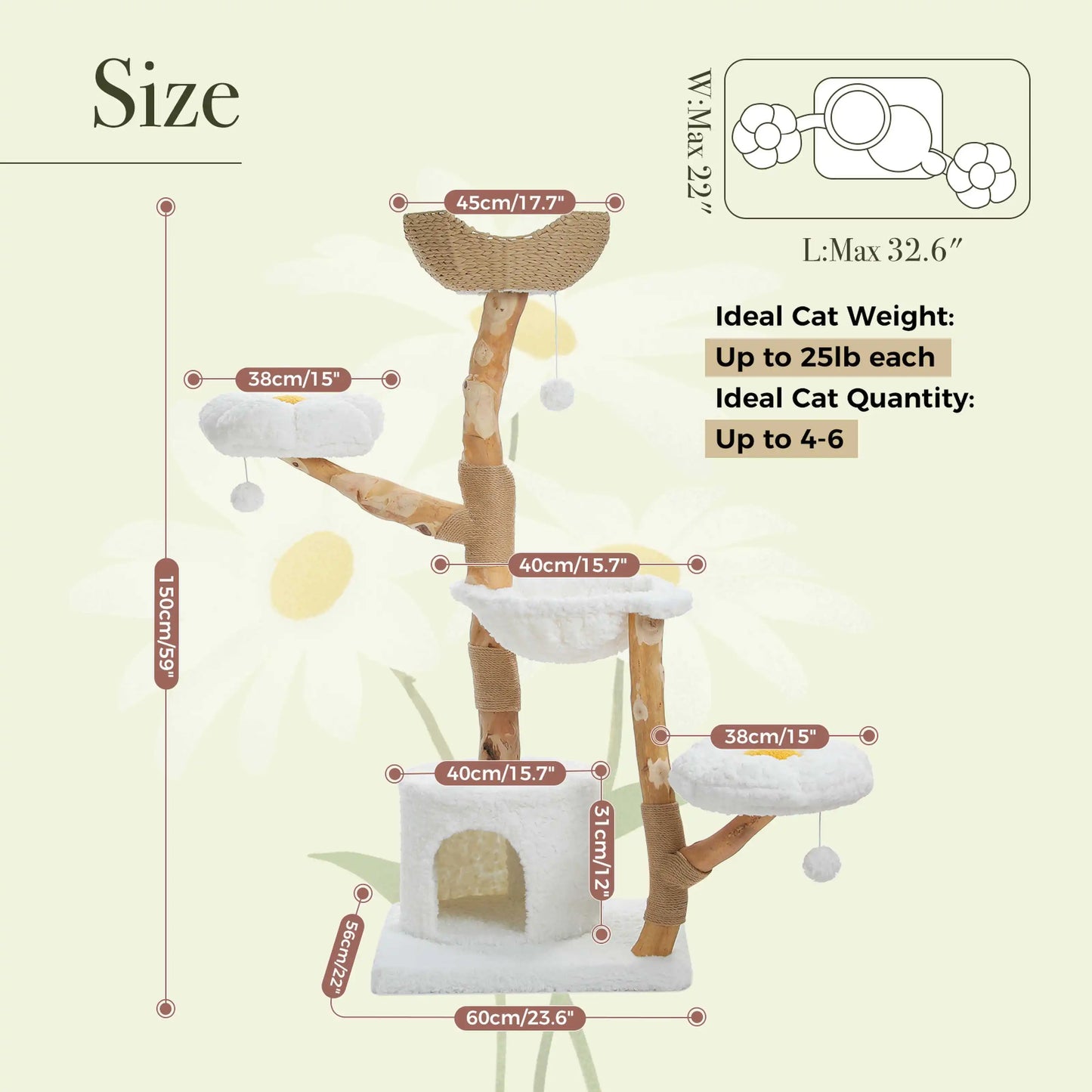 Solid Wood Cat Tree Modern Cat Tower With Condo