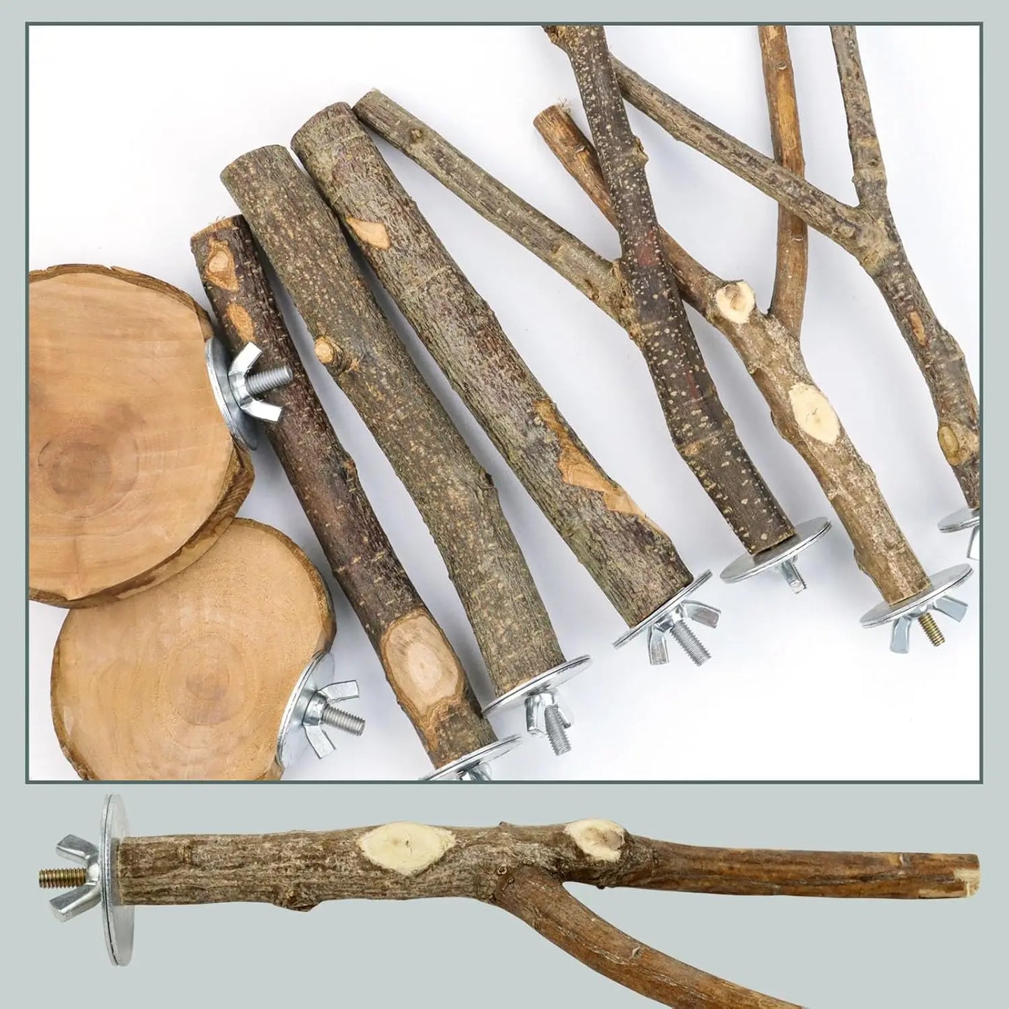 Natural Wood Perches Multi Branch Cage Stand