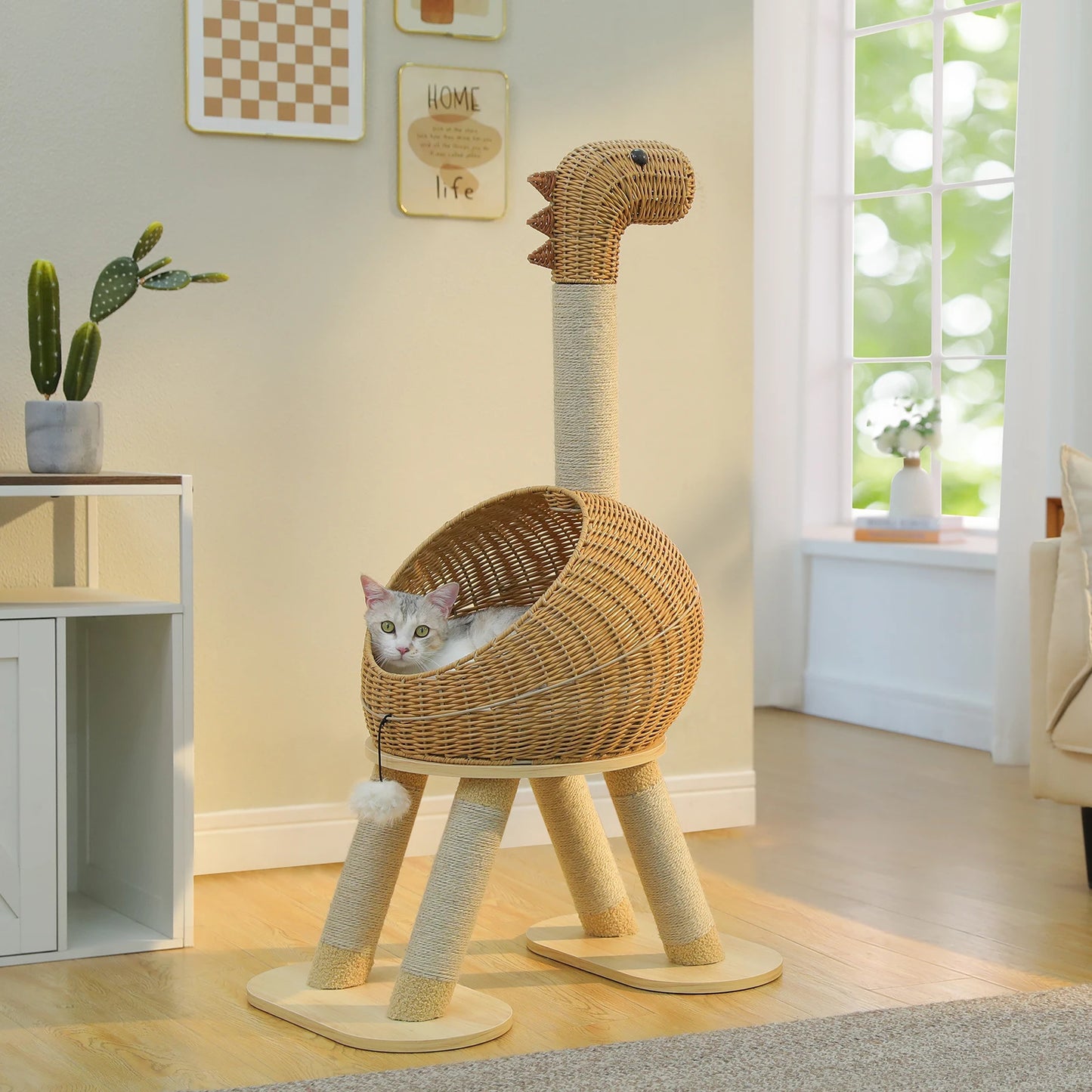 Dinosaur Cat Tree Tower With Sisal Scratching Post