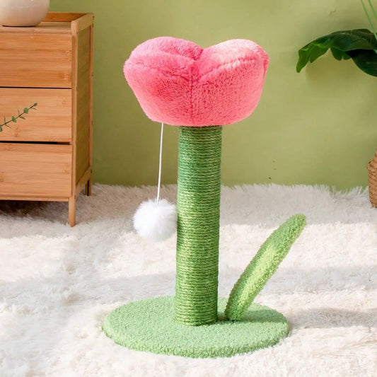 Tulip Shaped Cat Scratching Post With Sisal Rope Board