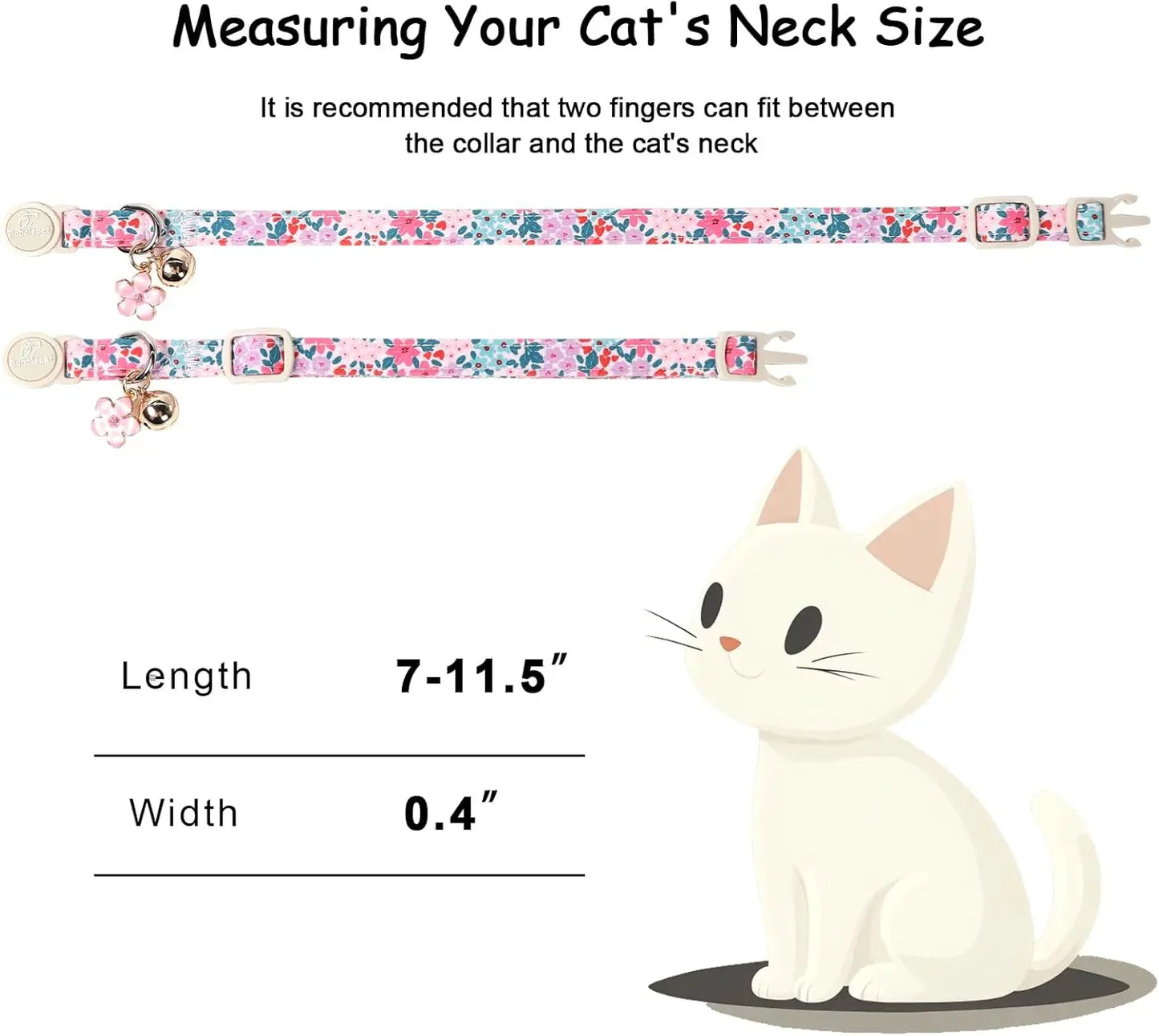 Two Pack Cotton Cat Collars With Bell Strawberry Flower Pendant