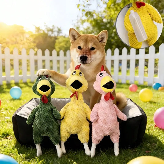 Bite Resistant Squeaky Chicken Plush Dog Toy For Interactive Fun