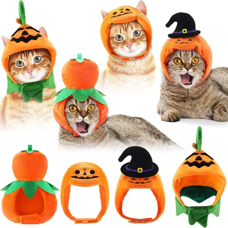 Pumpkin Hat Set For Cats And Dogs Halloween Party