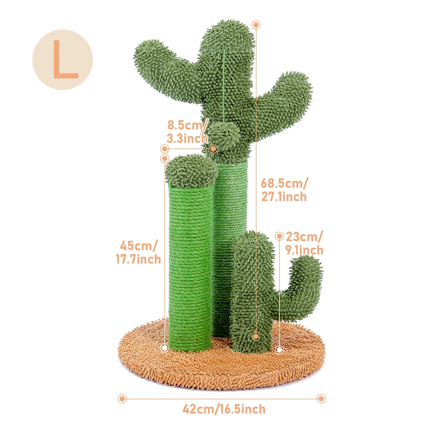Cactus Cat Scratcher Post With 3 Scratching Poles