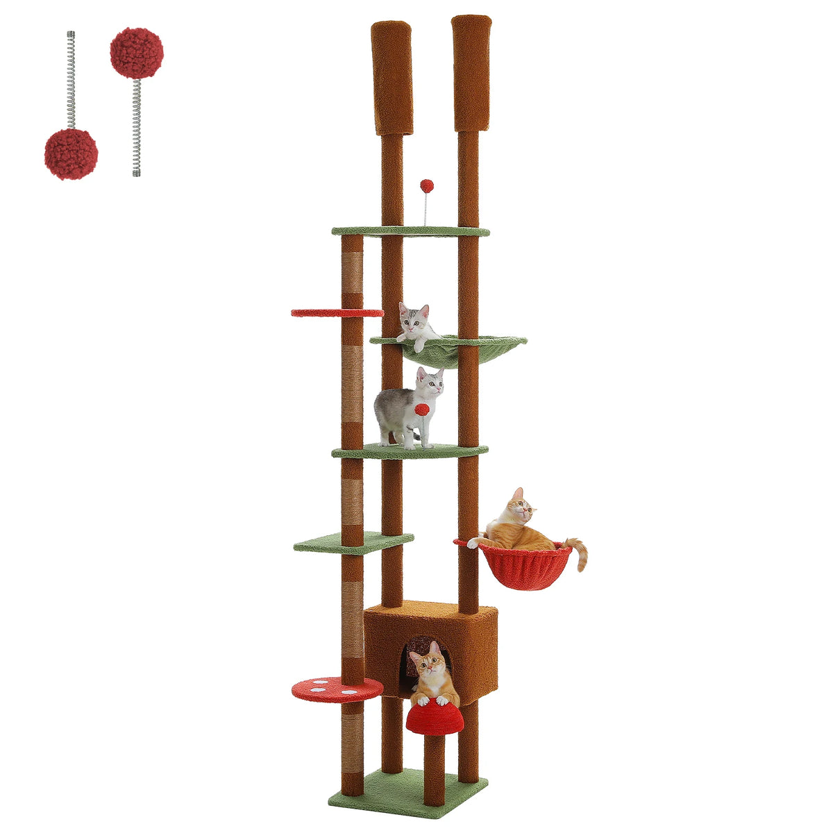 PAWZ Road Adjustable Height Wooden Cat Tower With Hammock