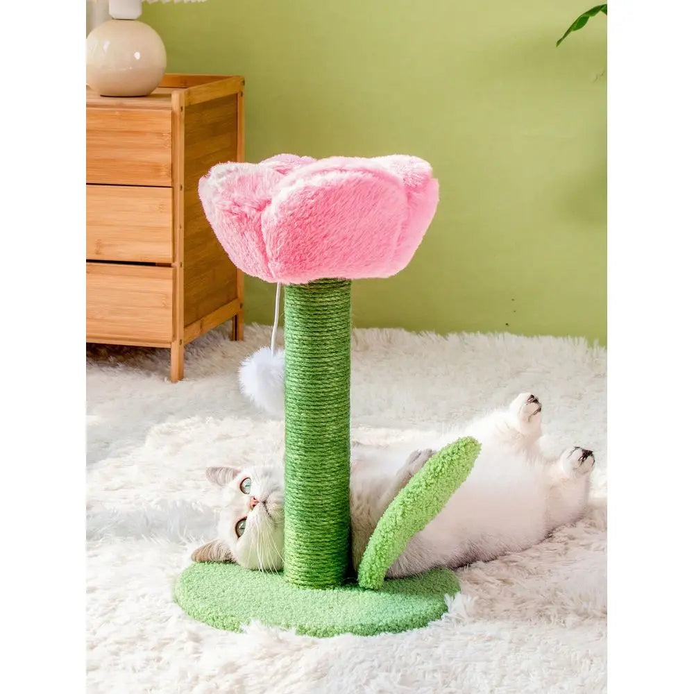 Tulip Shaped Cat Scratching Post With Sisal Rope Board