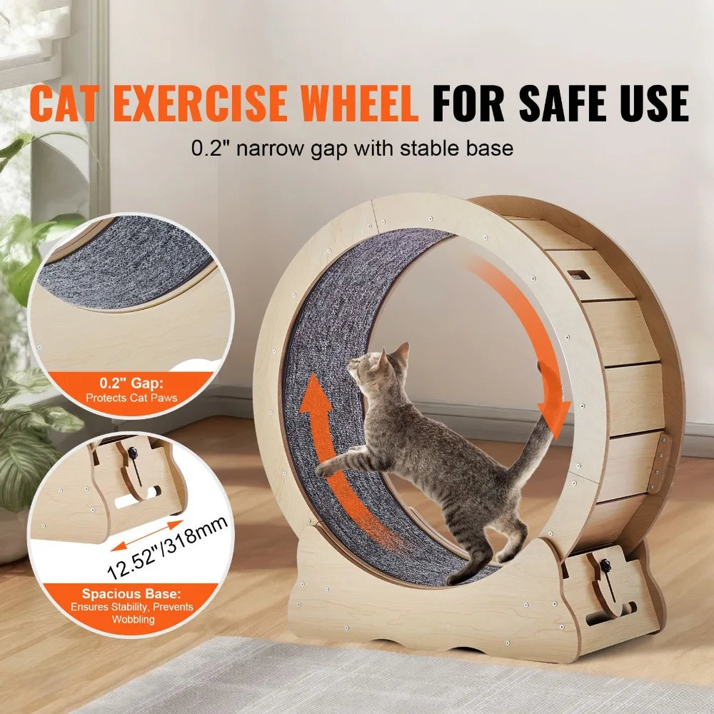 Silent Rolling Cat Exercise Wheel With Detachable Scratching Toy