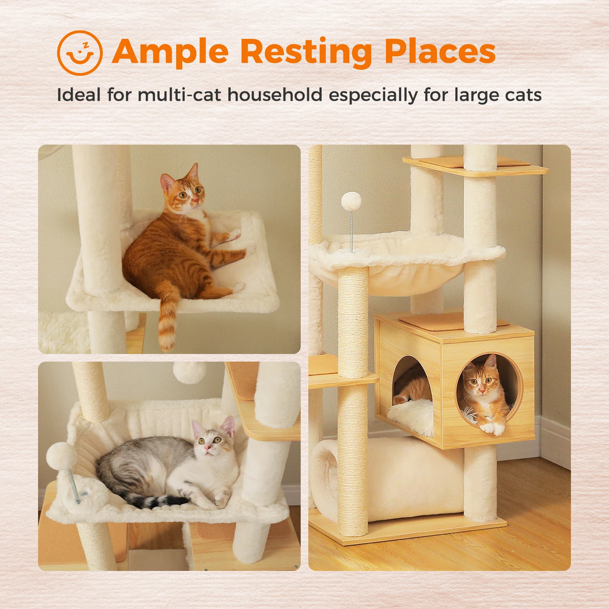 PAWZ Road Adjustable Height Wooden Cat Tower With Hammock
