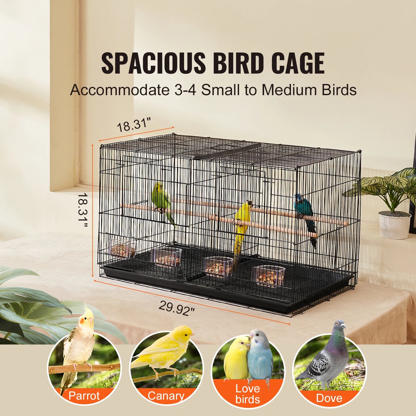 SucceBuy Stackable Divided Bird Cage With Handle For Travel