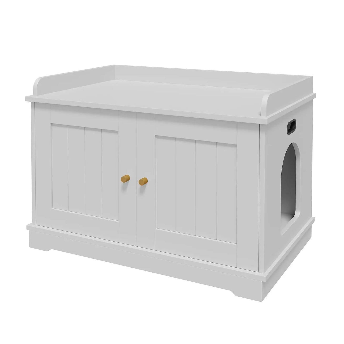 Ventilated Wooden Cat Litter Box Enclosure With Barn Door