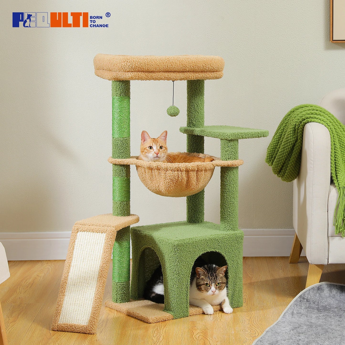 ^Three Tier Cat Tree With Sisal Scratching Post