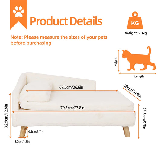 BORWARTCN Luxury Elevated Dog Cat Sofa Bed With Backrest