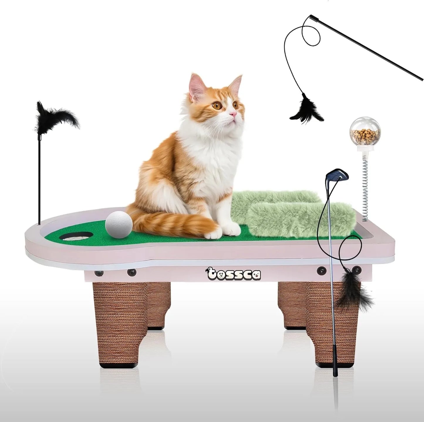 Eight In One Cat Golf Table Set Scratcher Feeder Toys