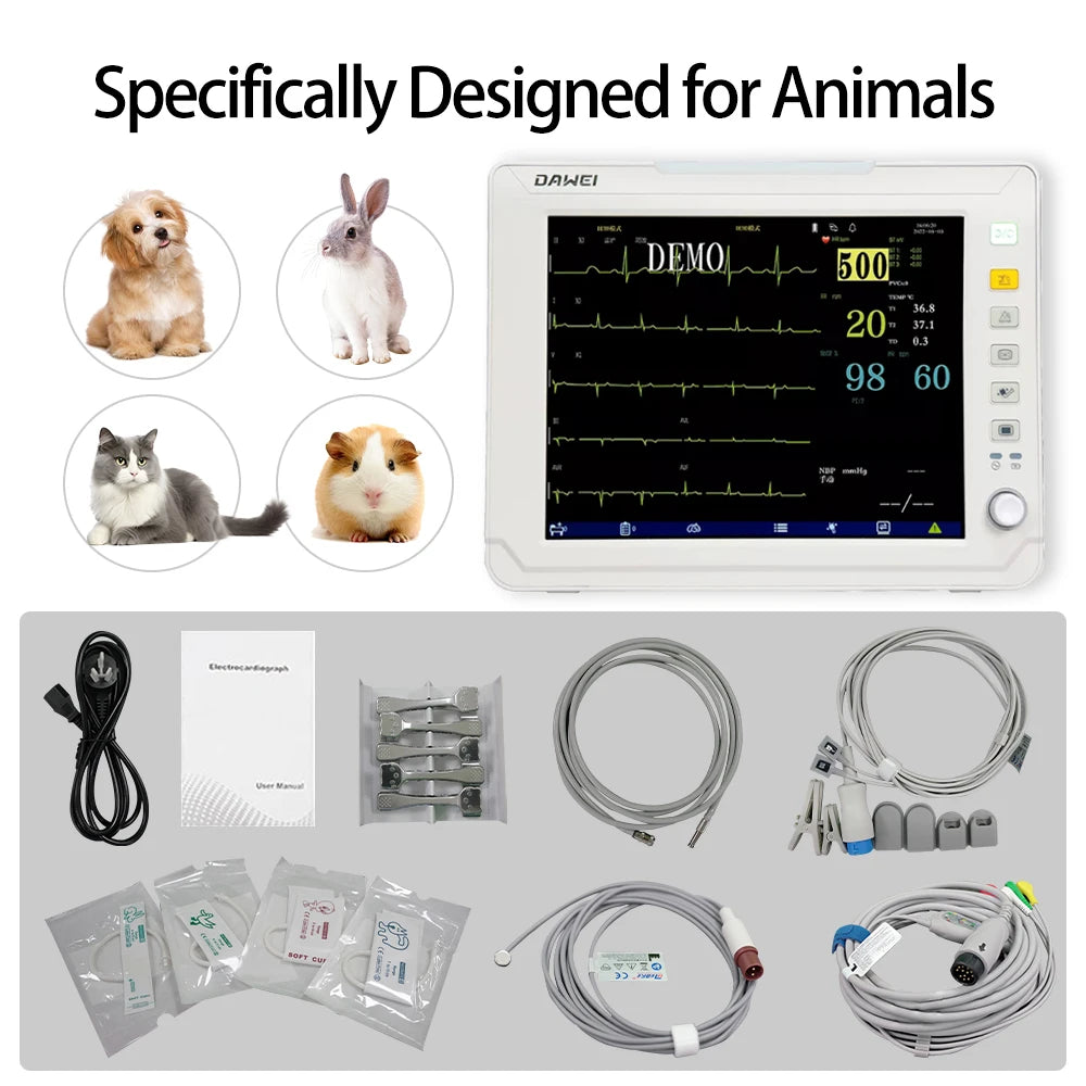 DAWEI Portable Veterinary Monitor 6 Parameter for Clinic