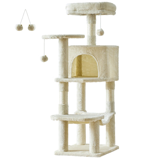 Four Level Cat Tree For Indoor Multi Cat Play And Scratching Sisal Posts