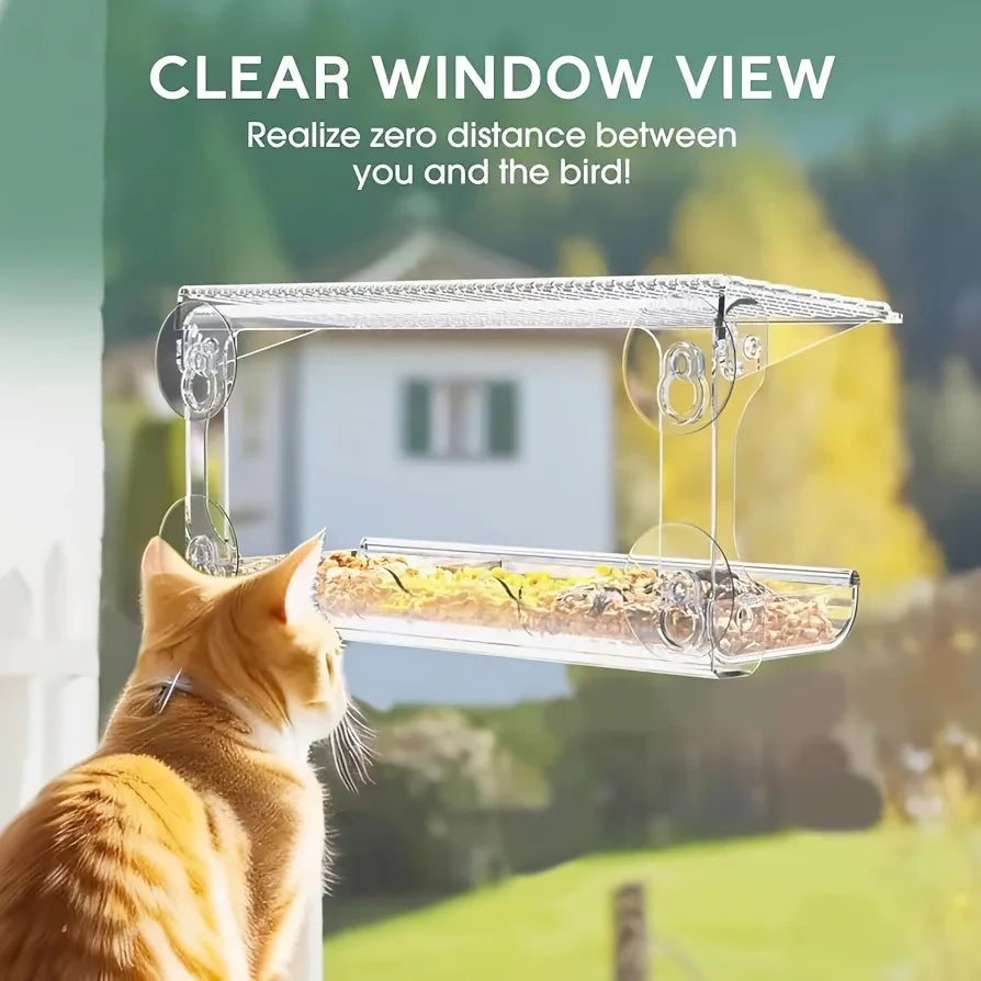 Feature Indestructible Window Bird Feeder With Seed Tray Suction Cups