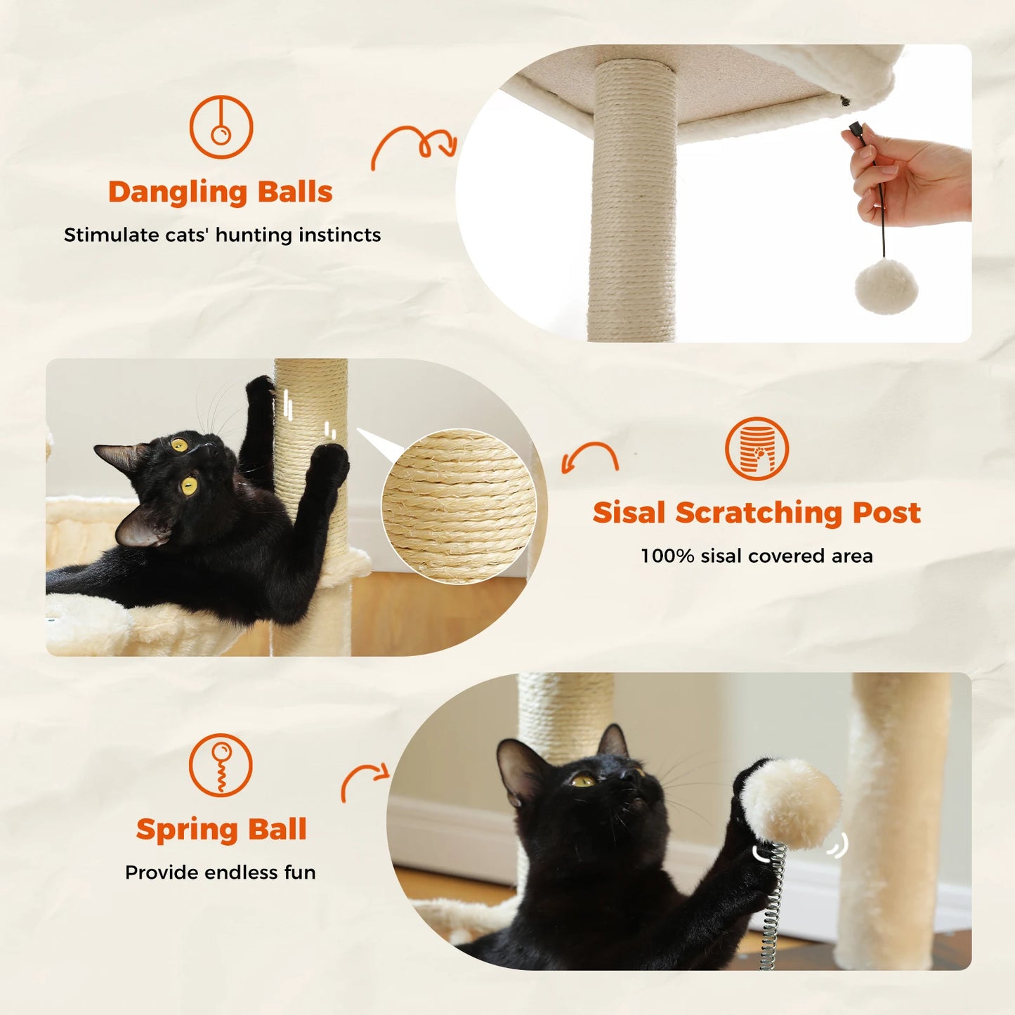 Modern Cat Tree Indoor Multi Level Wood Tower