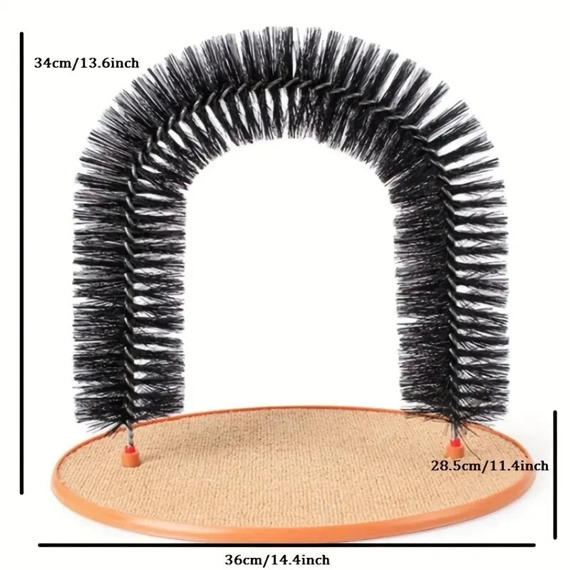 Cat Grooming Arch Toy With Massage Brush Scratching Pad