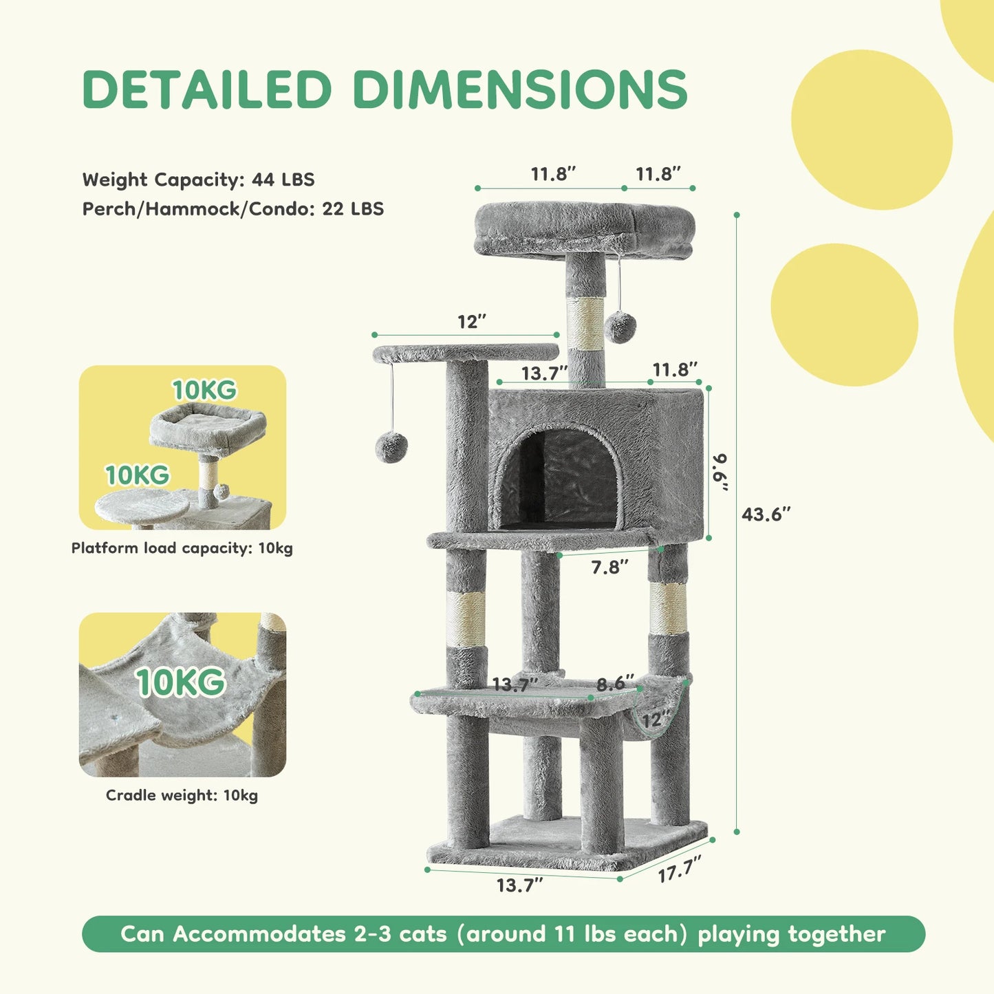 Four Level Cat Tree For Indoor Multi Cat Play And Scratching Sisal Posts