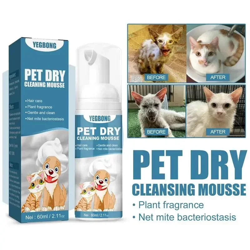 Waterless Cat and Dog Dry Shampoo Mousse for Grooming