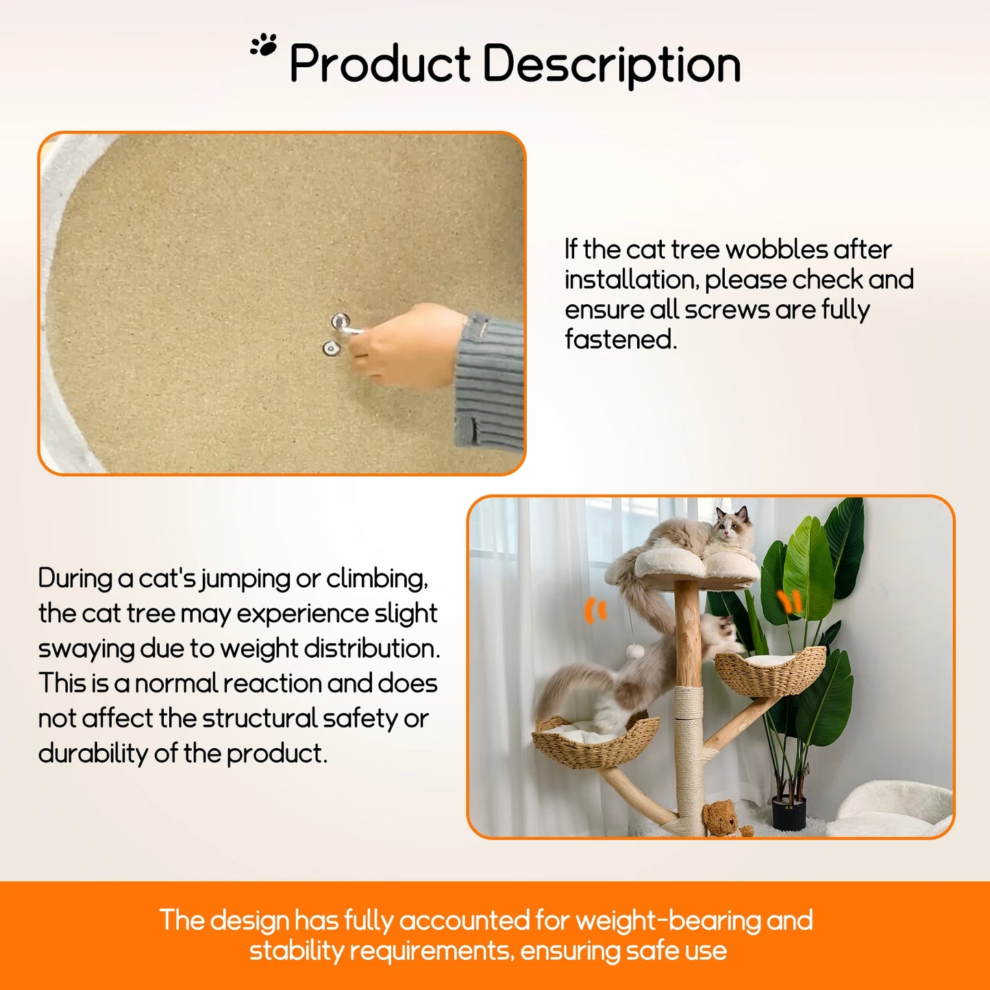 BORWARTCN Premium Engineering MultiLevel CatTree Tower With Scratching Posts Indoors