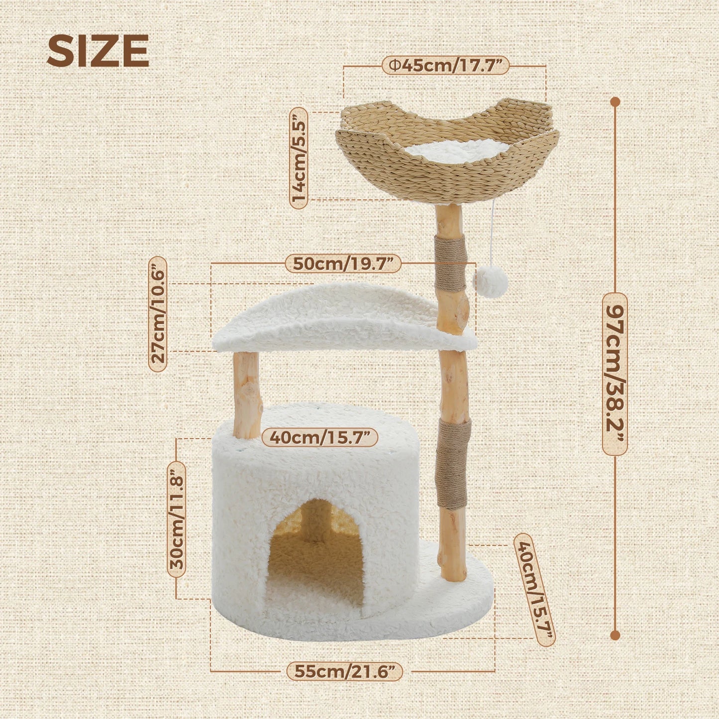 Solid Wood Cat Tree Modern Cat Tower With Condo