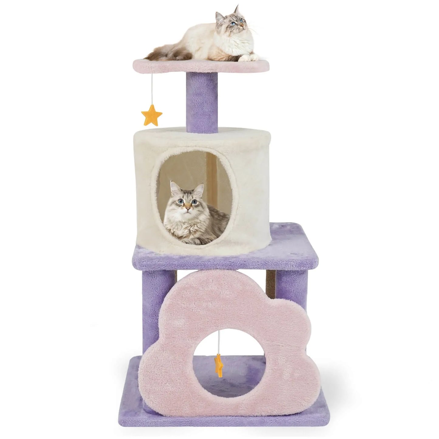 Cat Tree With Condo Scratching Post And Hanging Toys