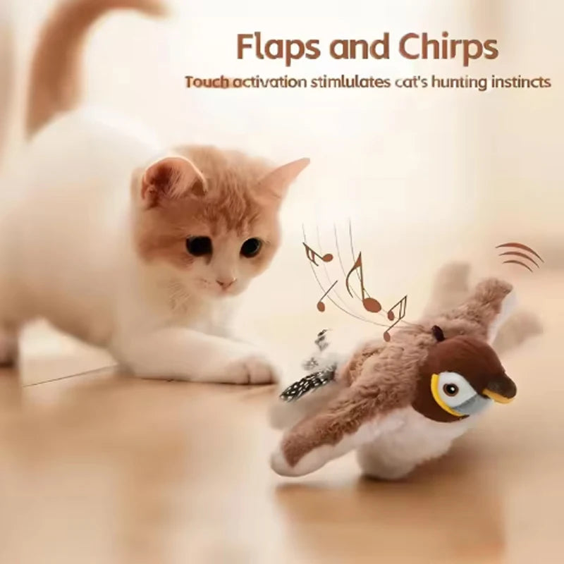 Interactive Simulated Bird Plush Pet Toy Touch Activated Chirping Companion