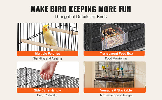 SucceBuy Stackable Divided Bird Cage With Handle For Travel